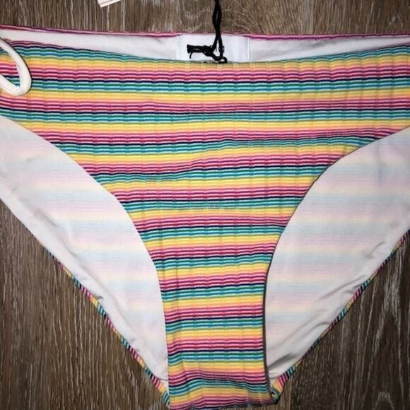 Onia Erica Rainbow Stripe Side Tie Bikini Bottom Large NWT - Picture 4 of 8